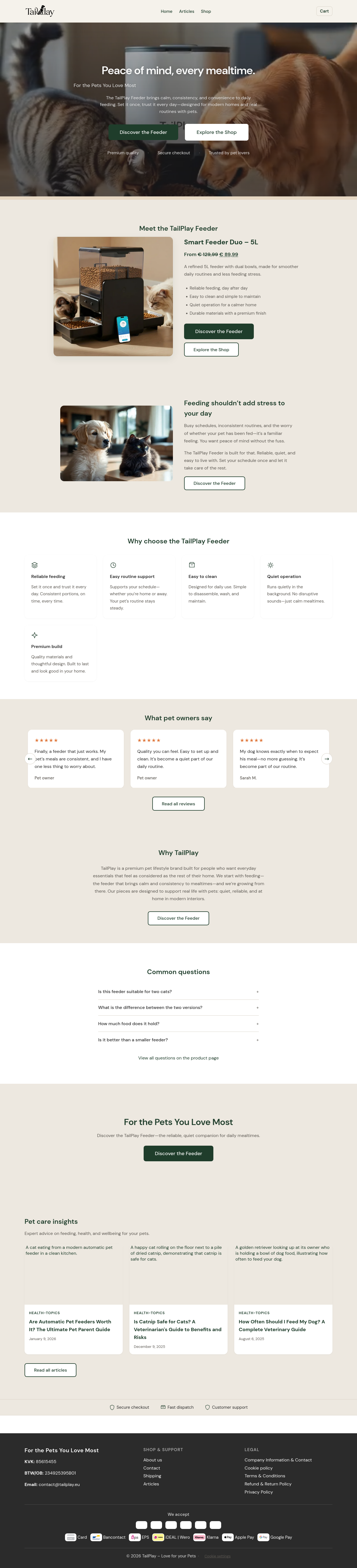 TailPlay — long scroll homepage capture